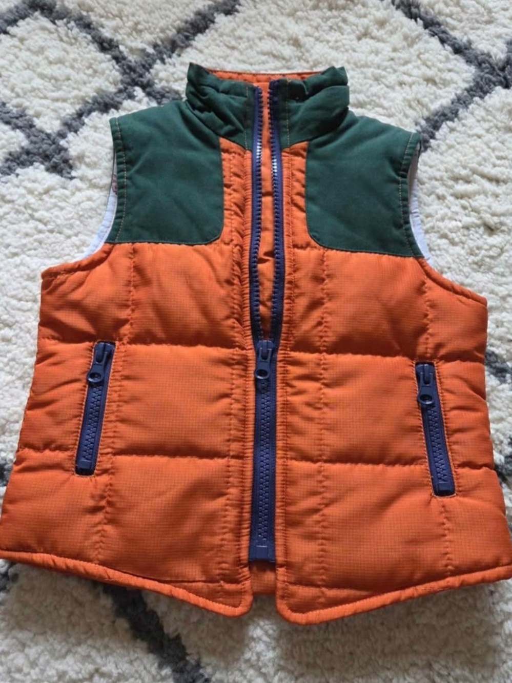 18 Months Orange and Blue Puffer Vest - Lightweight Layer